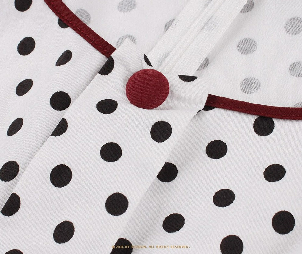 Women Retro A Line Robe Dots Vintage Dress