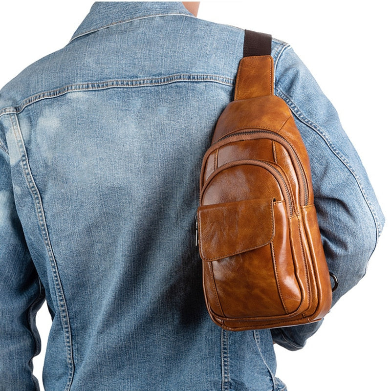 Men Vintage Genuine Leather Crossbody Shoulder Bags
