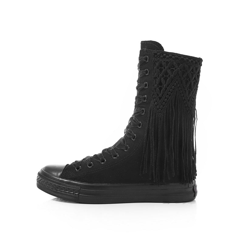 Women Decorated Embroidery Vulcanized Sneakers Canvas Boots