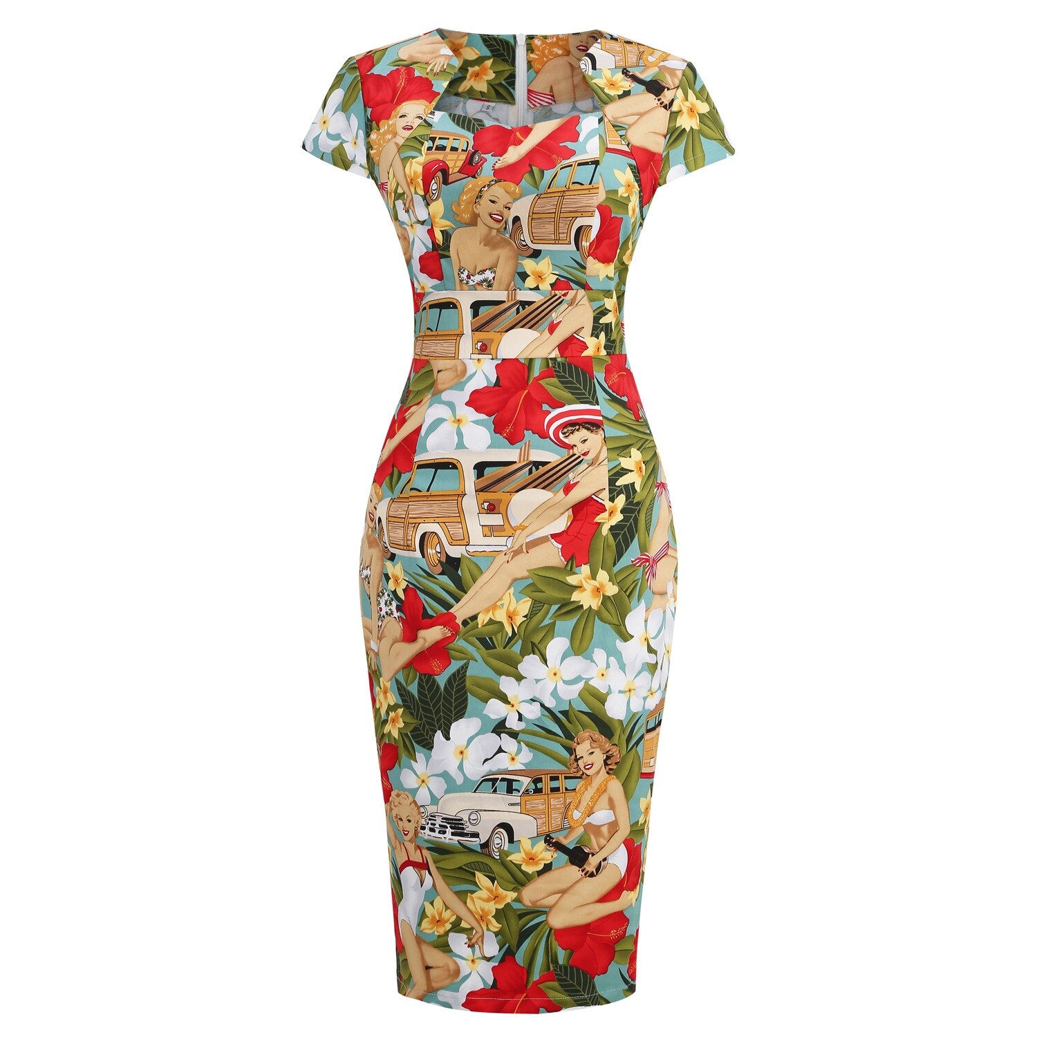 Women Floral Polka Dot Cotton Vintage Retro Dresses