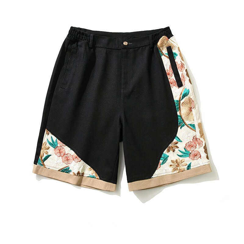 Men Embroidery Casual Patchwork Shorts