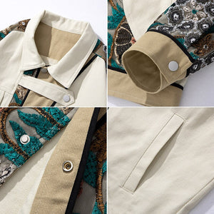 Unisex Versatile Casual Embroidery Denim Coats