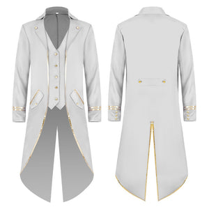 Men Gothic Steampunk Trench Vintage Medieval Victorian Costume