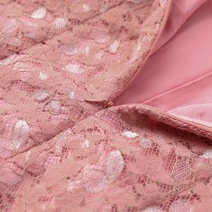 Women Cheongsam Lace Mesh Vintage Jacquard Slim Dress