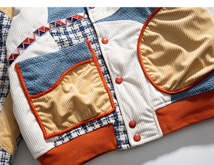 Unisex Hip Hop Baseball Contrast Stitching Jacket