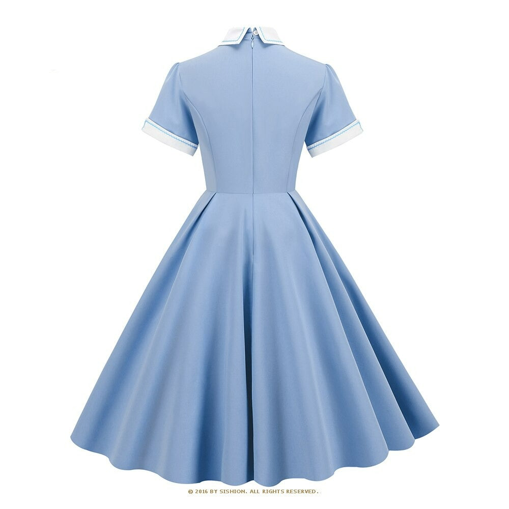 Women Retro Vintage Rockabilly Dress A Line Swing Dress