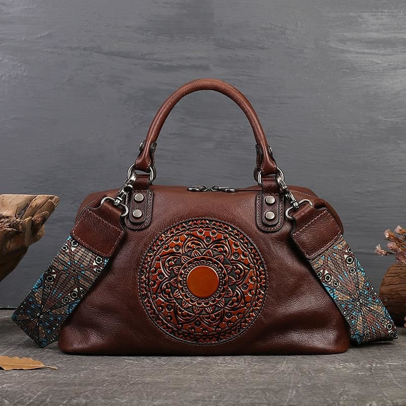Women Retro Handmade Bohemian Genuine Leather Bags