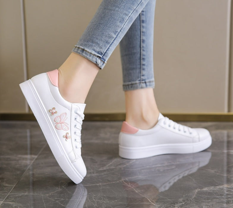 Women Vulcanized Sneakers Lace Up Casual Shoes