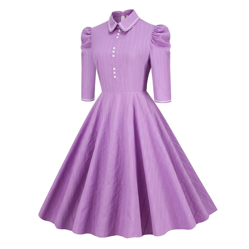 Women Vintage Slim Fit Lace Jacquard Large Dress