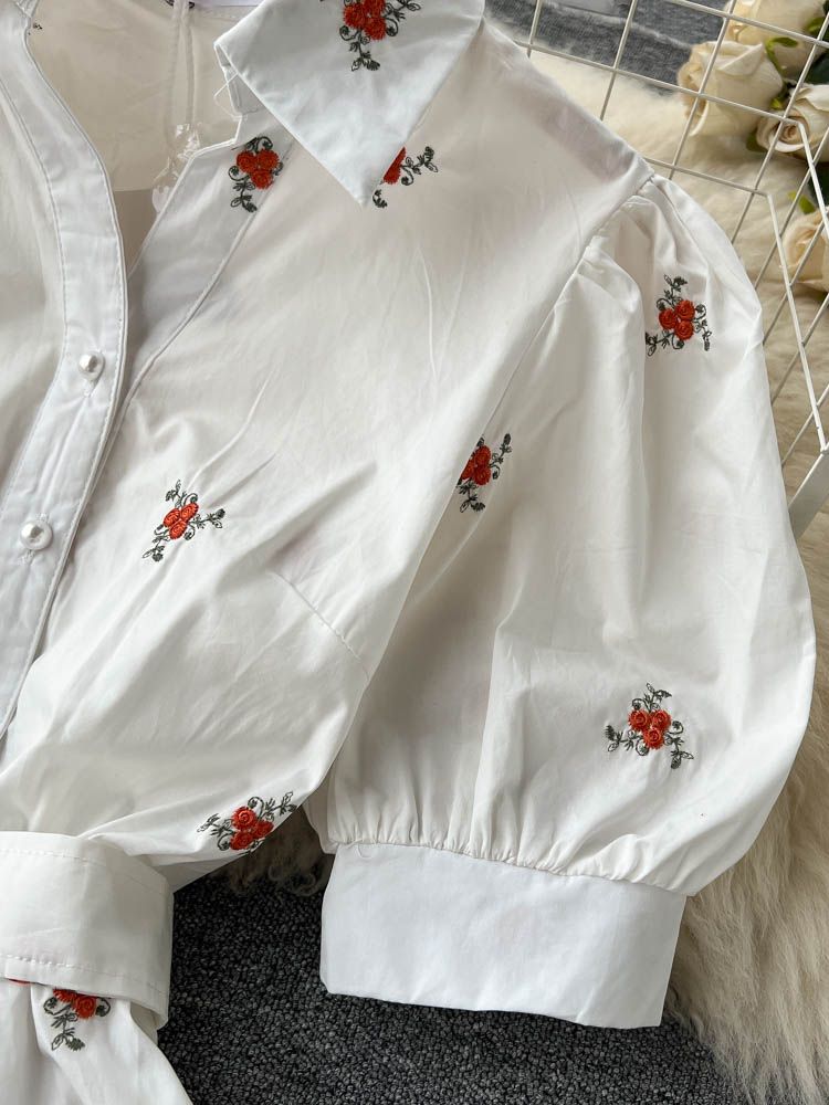 Women Floral Embroidery Belted Dress