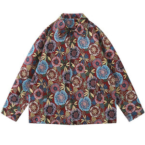 Unisex Hip Hop Vintage Floral Harajuku Loose Shirt Coats