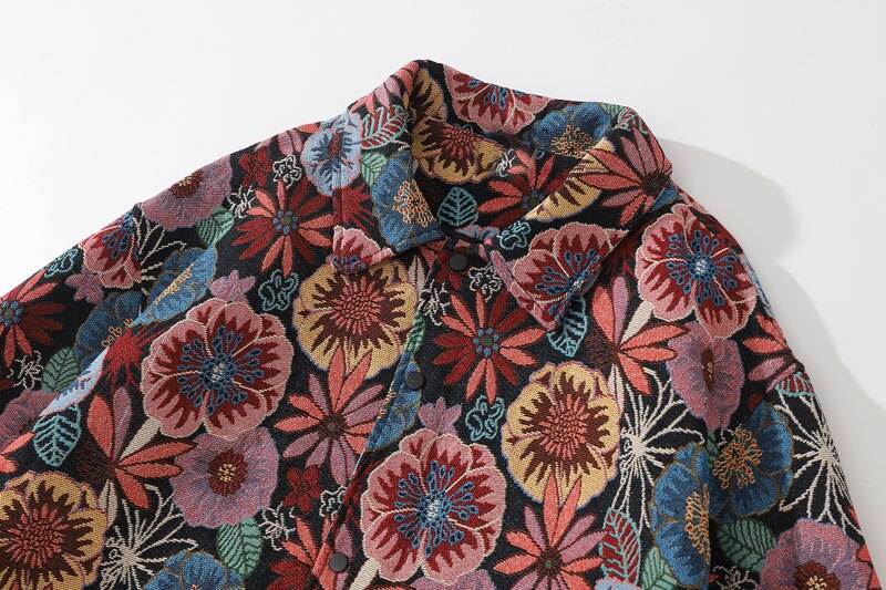 Unisex Hip Hop Vintage Floral Harajuku Loose Shirt Coats
