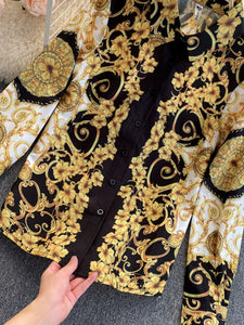 Women Bohemian Retro Turn-down Collar Shirt