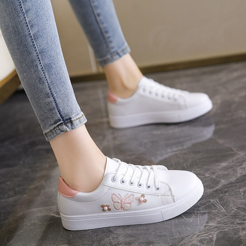 Women Vulcanized Sneakers Lace Up Casual Shoes