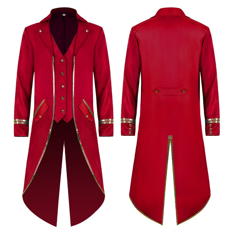 Men Gothic Steampunk Trench Vintage Medieval Victorian Costume