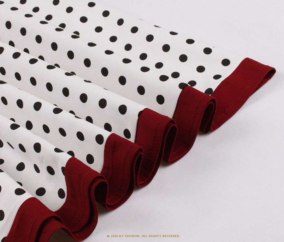 Women Retro A Line Robe Dots Vintage Dress