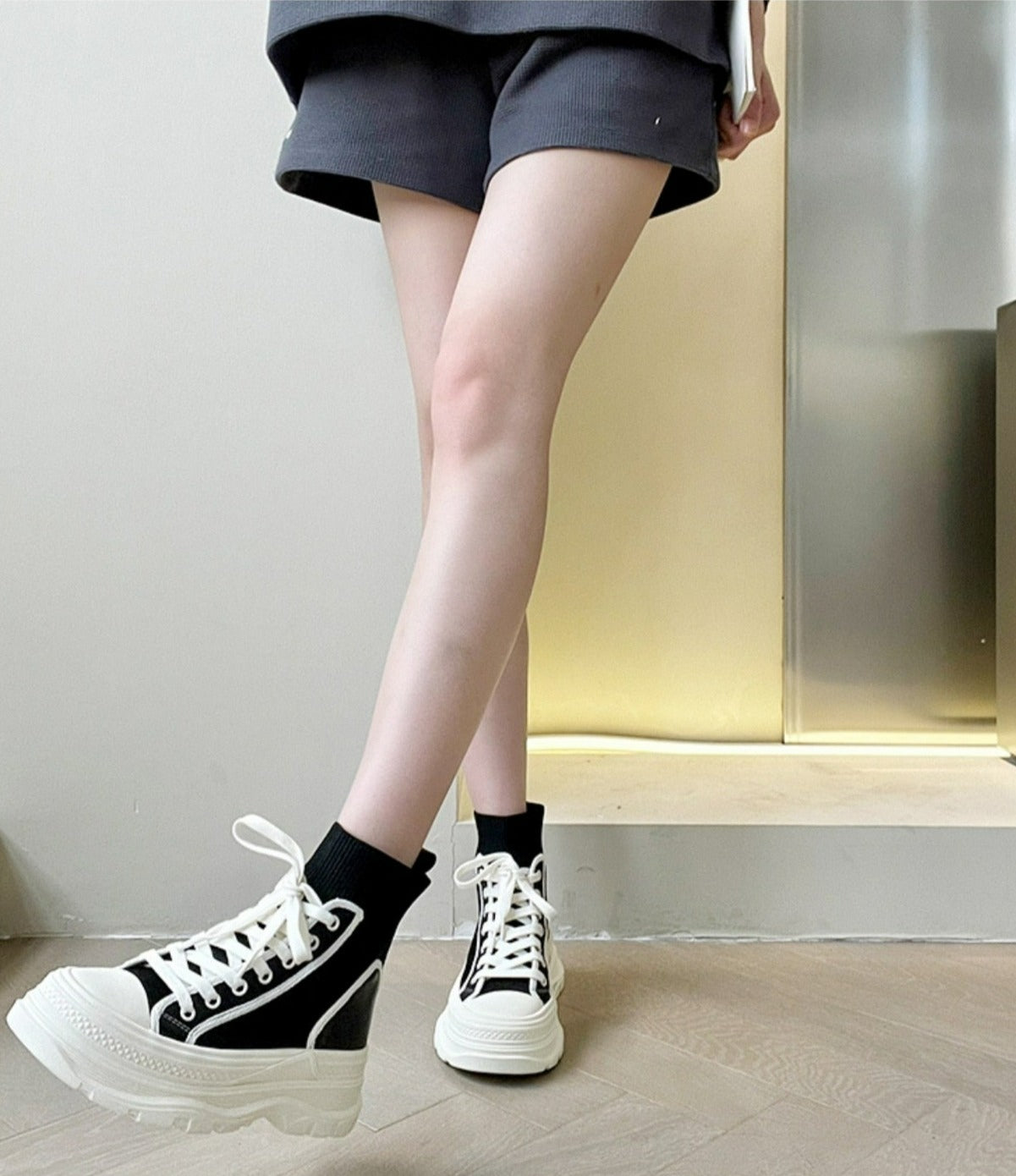Women Stretch Fabric College Ankle Boots