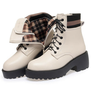 Women Wool Warm Genuine Leather Sock Boots