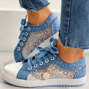 Women Casual Lace Canvas Hollow Shoes