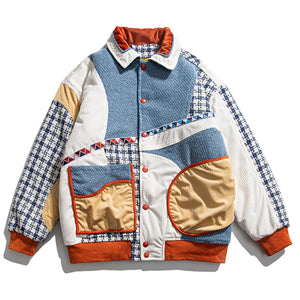 Unisex Hip Hop Baseball Contrast Stitching Jacket