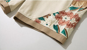 Men Embroidery Casual Patchwork Shorts