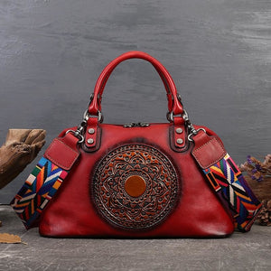 Women Retro Handmade Bohemian Genuine Leather Bags