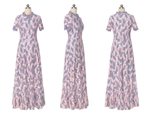 Women Casual Vintage Long Maxi Lace Dress