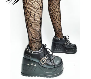 Women Buckle Wedges Platform Cosplay Lolita Gothic Punk Shoes
