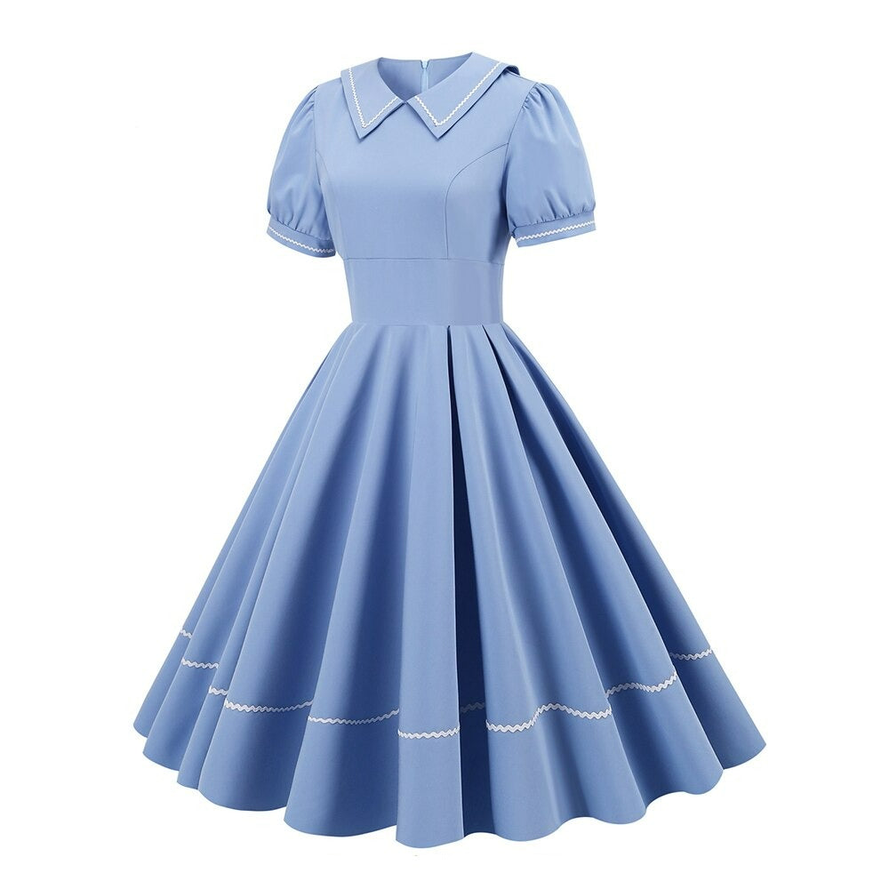 Women Retro Hepburn Vintage Swing A Line Dress