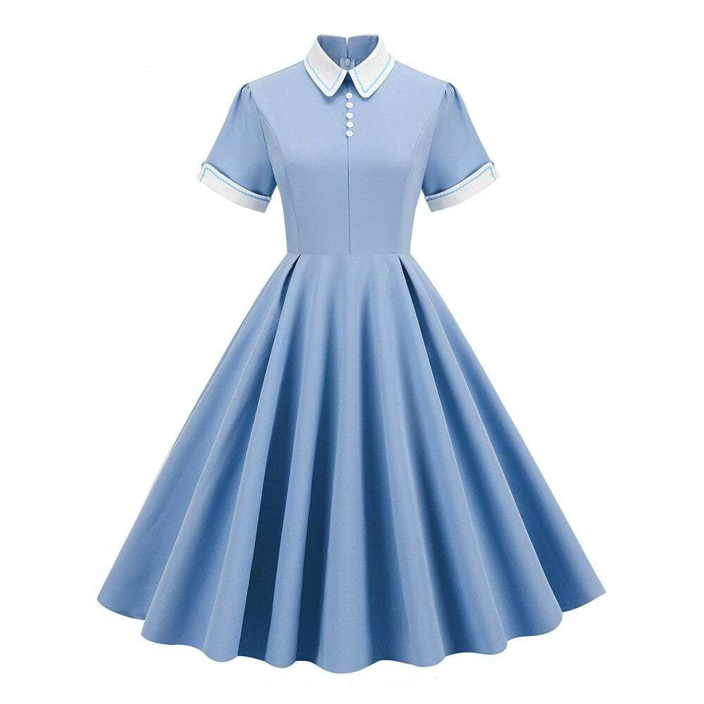 Women Retro Vintage Rockabilly Dress A Line Swing Dress