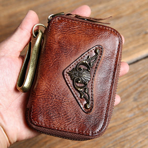 Unisex Handmade Vintage Leather Key Coin Purse