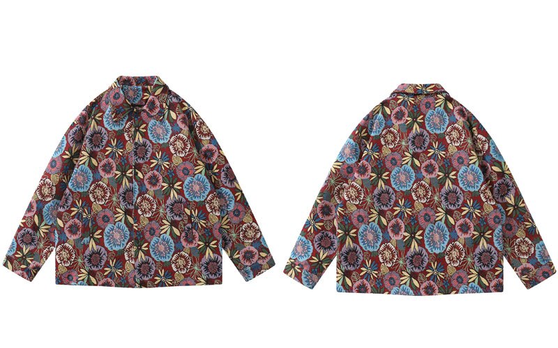 Unisex Hip Hop Vintage Floral Harajuku Loose Shirt Coats