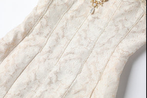 Women Runway Elegant Floral Boat Neck Slip Dress