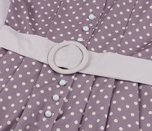 Women Sleeveless Polka Dots Print Vintage Dress