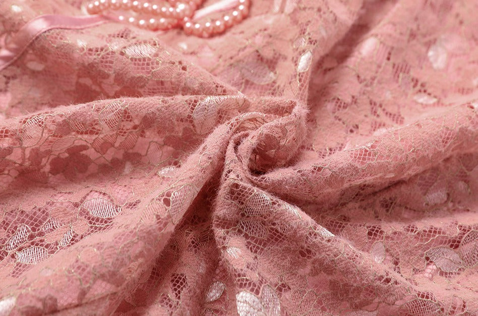 Women Cheongsam Lace Mesh Vintage Jacquard Slim Dress