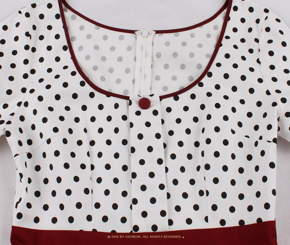 Women Retro A Line Robe Dots Vintage Dress