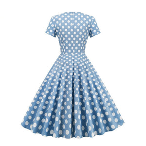 Women Vintage Cotton Polka Dots Dress
