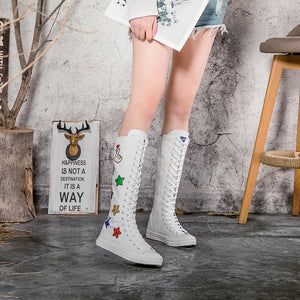 Women Embroidery Vulcanized Sneakers Canvas Boots