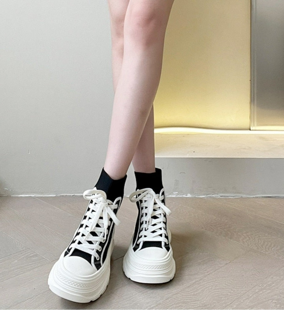 Women Stretch Fabric College Ankle Boots