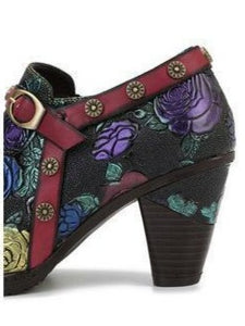 Women Retro Zip Round Toe Handmade Leather Shoes