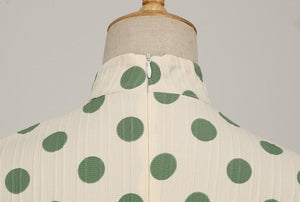 Women Vintage Bow Neck Polka Dot Elegant Midi Dress