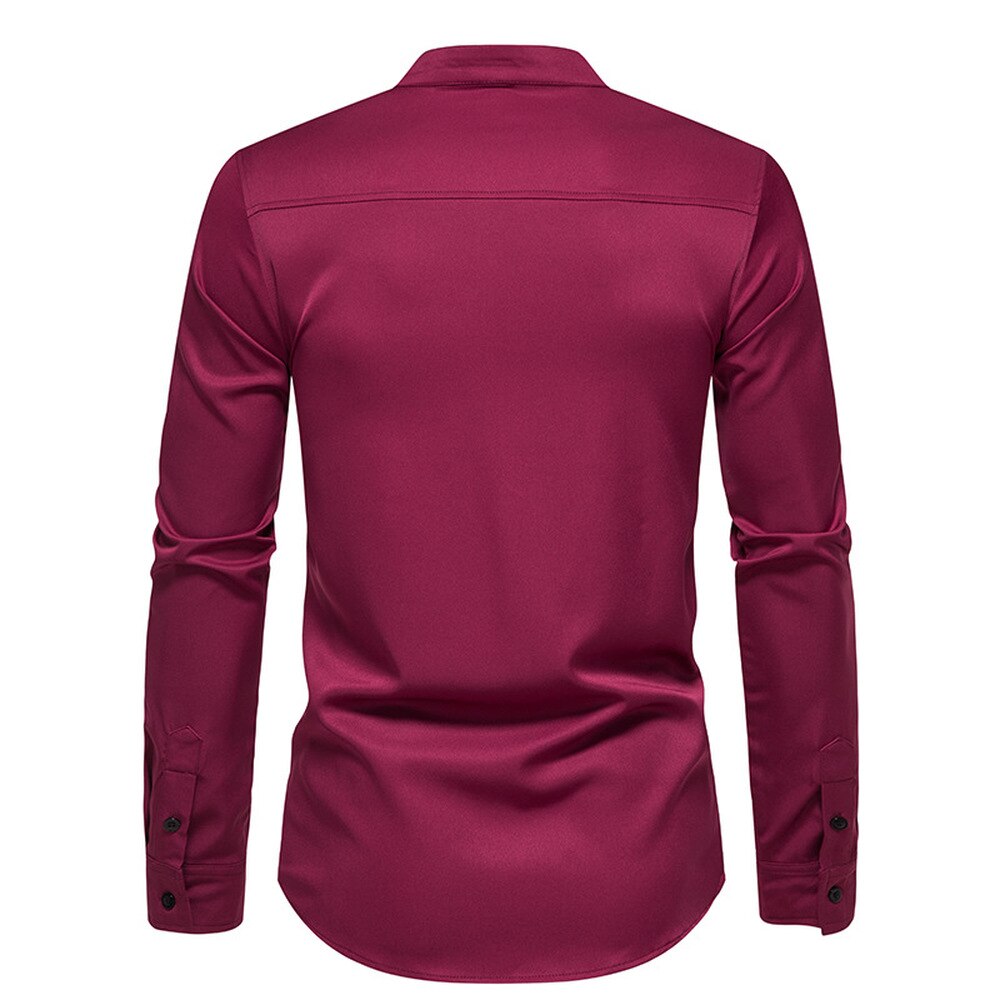 Men Embroidered Long Sleeve Slim Casual Shirt