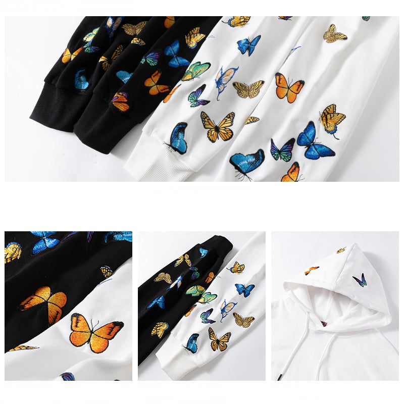 Unisex Vintage Embroidery Butterfly Hoodies