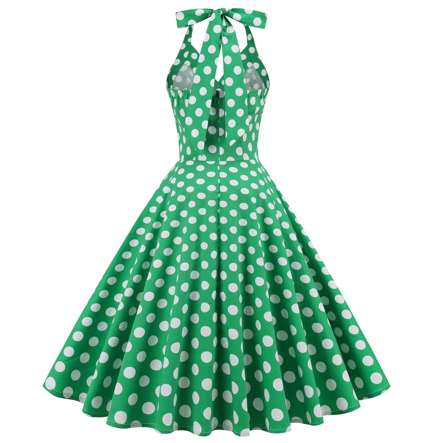 Women Vintage Polka Dot Swing Robe Rockabilly Retro Dress