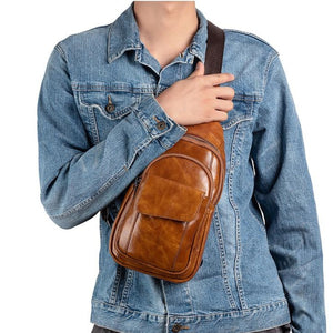 Men Vintage Genuine Leather Crossbody Shoulder Bags
