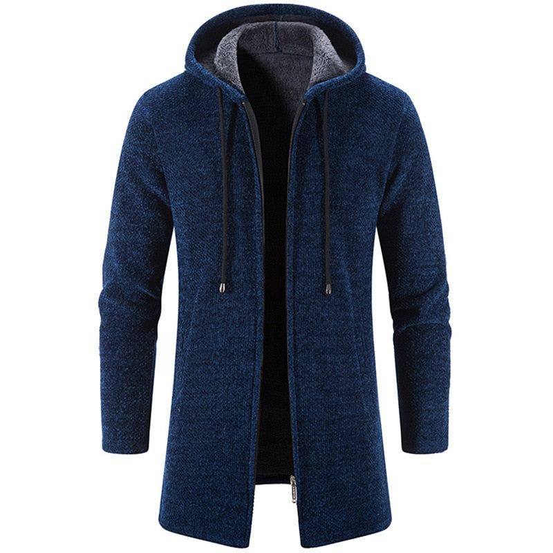 Men Cashmere Cardigan Chenille Outer Windbreaker Coat