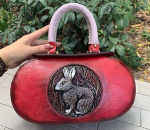 Women Retro Pu Leather Handmade Handbags
