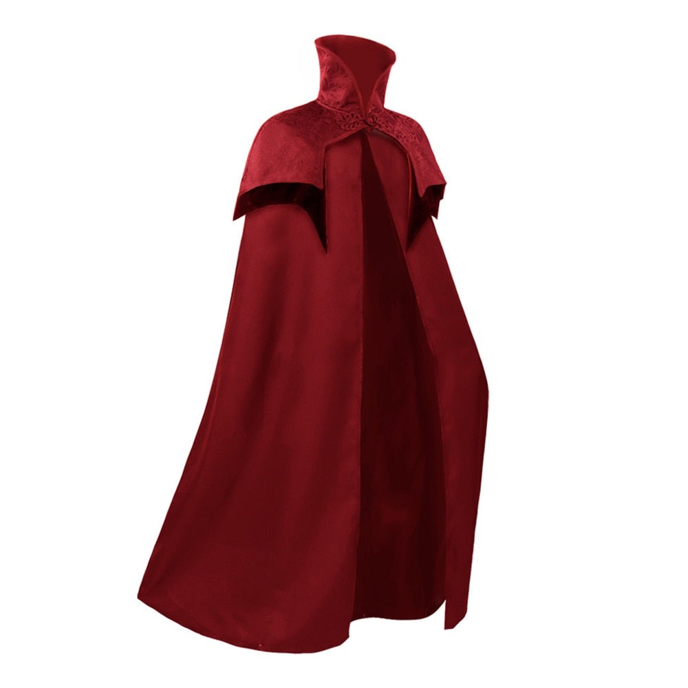 Unisex Gothic Long Cape Loose Stand Neck Stage Cloak
