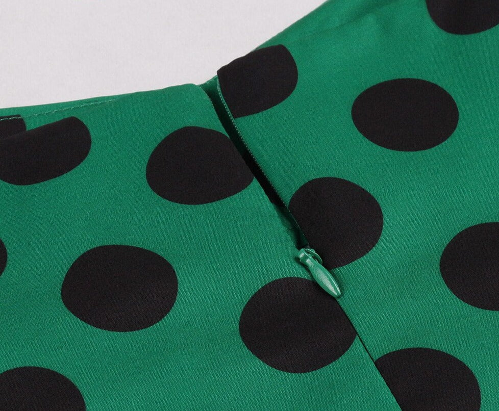 Women Retro Polka Dots Hepburn High Waist Vintage Dress