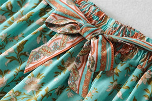 Women Bohemian Floral Print Two Piece Outfits Sets